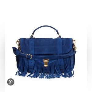 Proenza Schouler PS1 Medium Fringe Satchel Bag, Blue